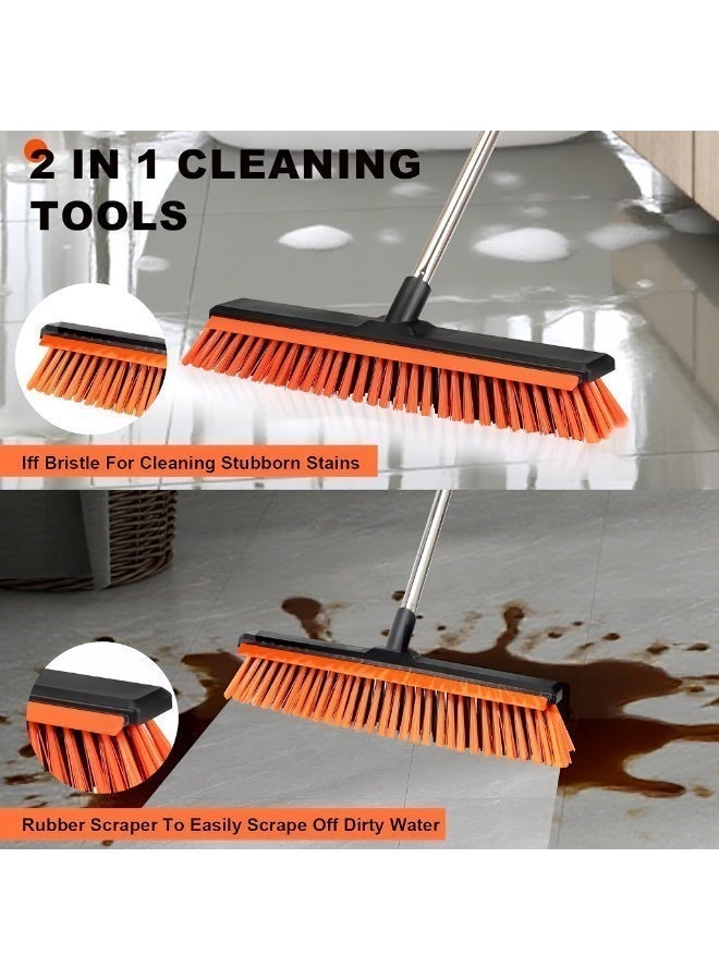 TrustMate Outdoor Broom and Floor Cleaning Brush with Squeegee, 48 cm Extra-Wide Heavy-Duty Stiff Bristle Yard Broom, 132 cm Sectional Stainless Steel Long Handle for Patio, Garden, Garage, Pool Deck and Concrete Floors - Image 5