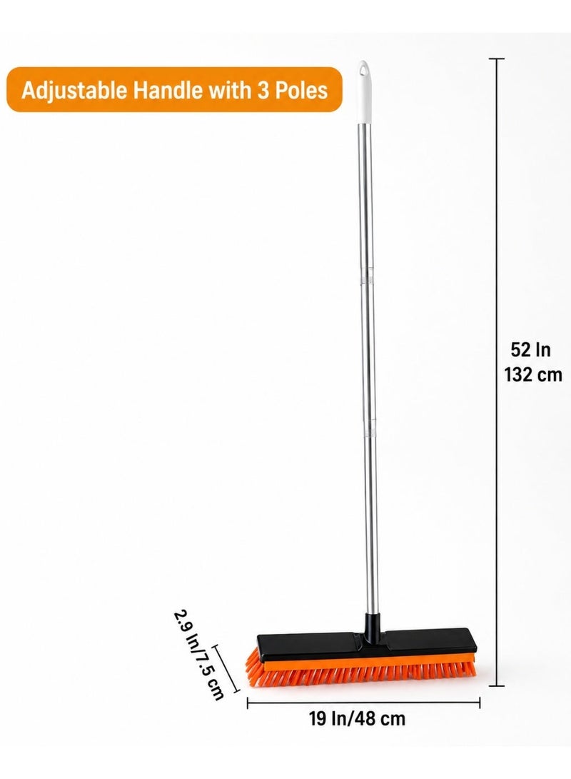 TrustMate Outdoor Broom and Floor Cleaning Brush with Squeegee, 48 cm Extra-Wide Heavy-Duty Stiff Bristle Yard Broom, 132 cm Sectional Stainless Steel Long Handle for Patio, Garden, Garage, Pool Deck and Concrete Floors - Image 3
