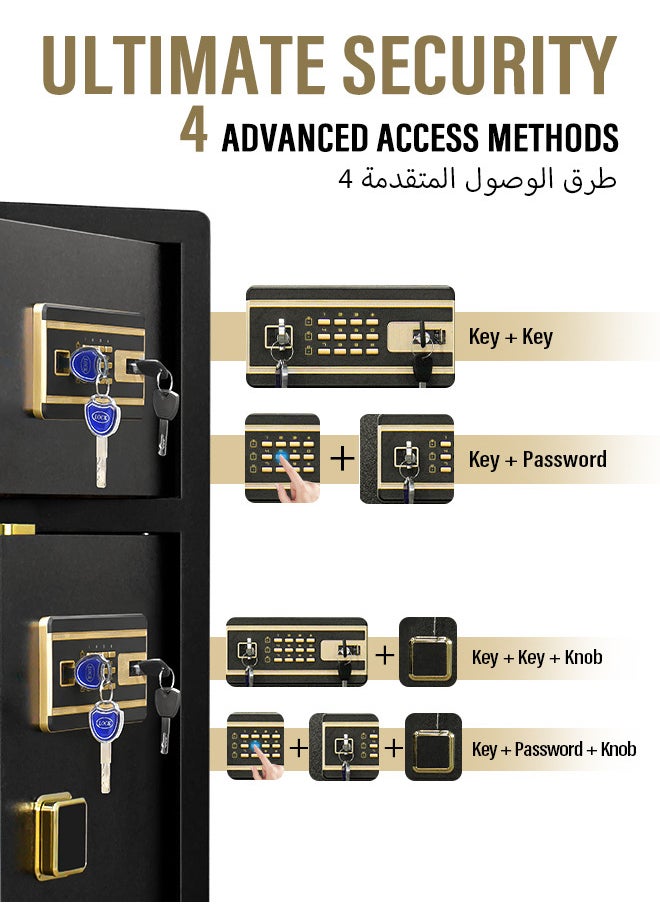 Atrisec Fireproof  Safe Box with Sensor Light & Fireproof Bag, Money Safe with Digital Keypad,Security Safe Box for Home, 5.1 Cubic Large Safe with Keys & Pass Code for Cash Jewelry