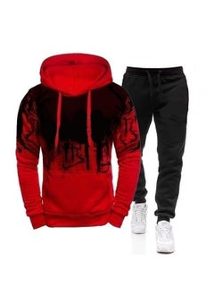 Generic 2020 Autumn/Winter New Mens Hooded Sweatshirt Long Sleeve Casual Polo Shirt Jacket Fashionable Printing Training Set Red 