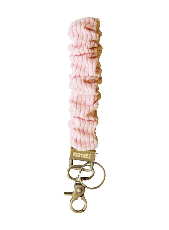 Wristlet Keychain for Women, Scrunchie Bracelet Key Ring With Clip Closure, Stretchy Wrist Lanyard,Keychain For Car Keys, Rose Corduroy, Keychain