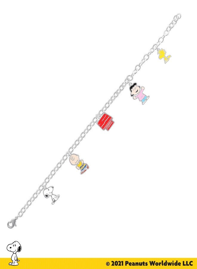 Peanuts Womens Snoopy and Friends Charm Bracelet 7.5" Official License, Silver Plated Bracelet, Snoopy Gifts - Image 4