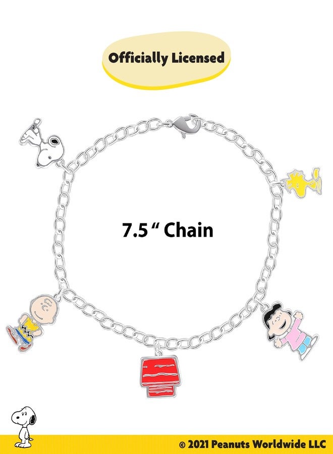 Peanuts Womens Snoopy and Friends Charm Bracelet 7.5" Official License, Silver Plated Bracelet, Snoopy Gifts - Image 5