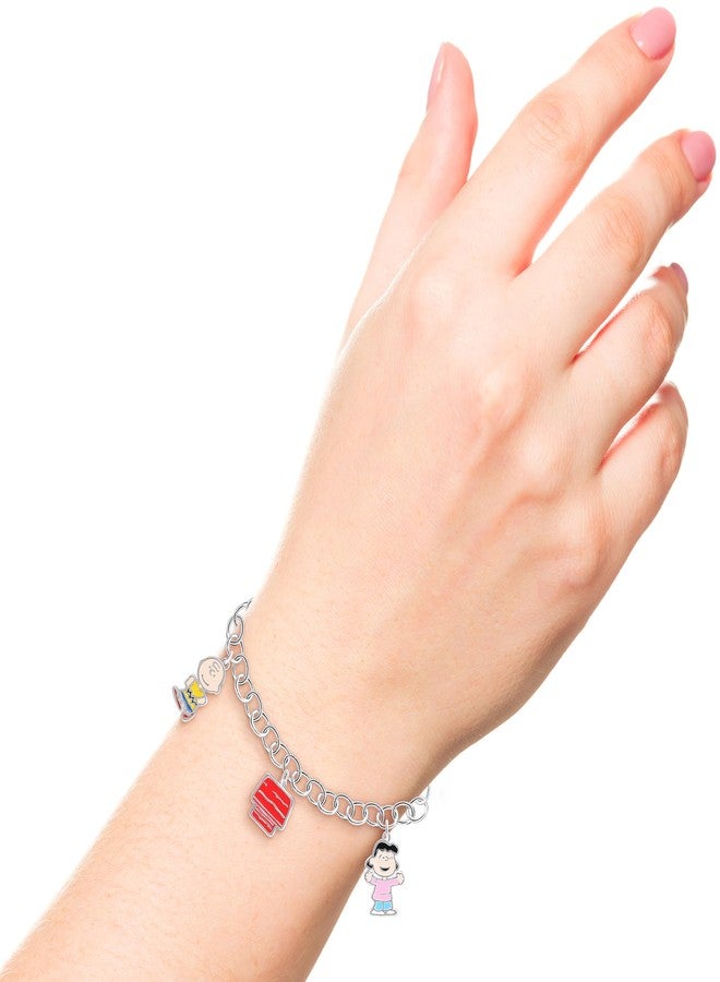 Peanuts Womens Snoopy and Friends Charm Bracelet 7.5" Official License, Silver Plated Bracelet, Snoopy Gifts - Image 3