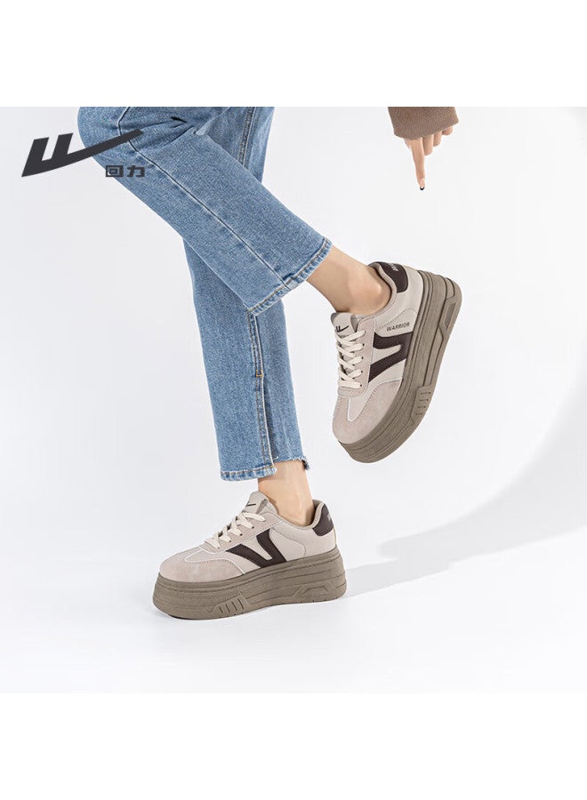 Warrior Women's Spring Thick Sole Trainer Shoes Casual Comfortable Sneakers For Students Coffee Brown Size 37
