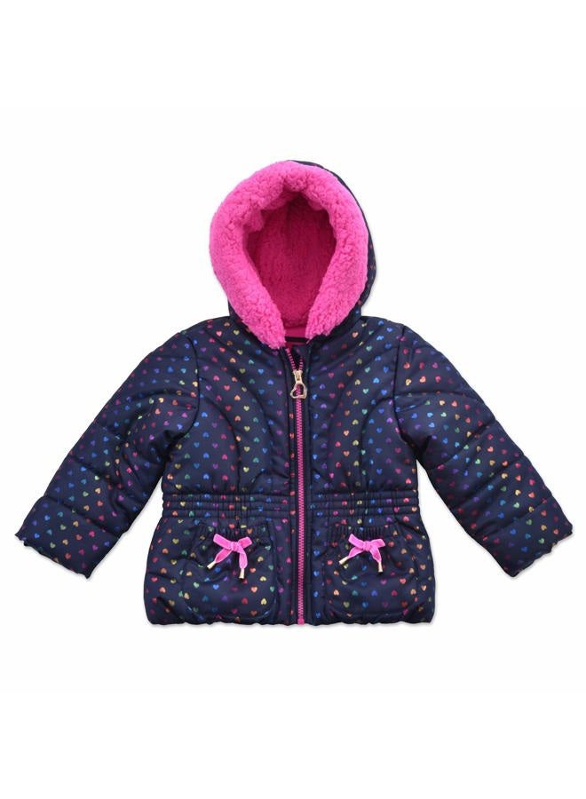 Arctic Quest girls Bib Snow Pants and Ski Jacket Water-resistant Snowsuit for Kids Winter Hooded Jacket, Navy & Pink, 4 - Image 2