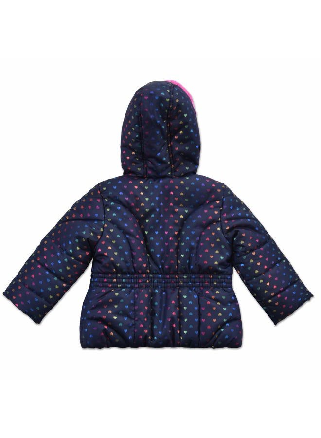 Arctic Quest girls Bib Snow Pants and Ski Jacket Water-resistant Snowsuit for Kids Winter Hooded Jacket, Navy & Pink, 4 - Image 5