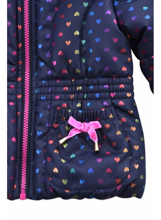 Arctic Quest girls Bib Snow Pants and Ski Jacket Water-resistant Snowsuit for Kids Winter Hooded Jacket, Navy & Pink, 4 - Image 3