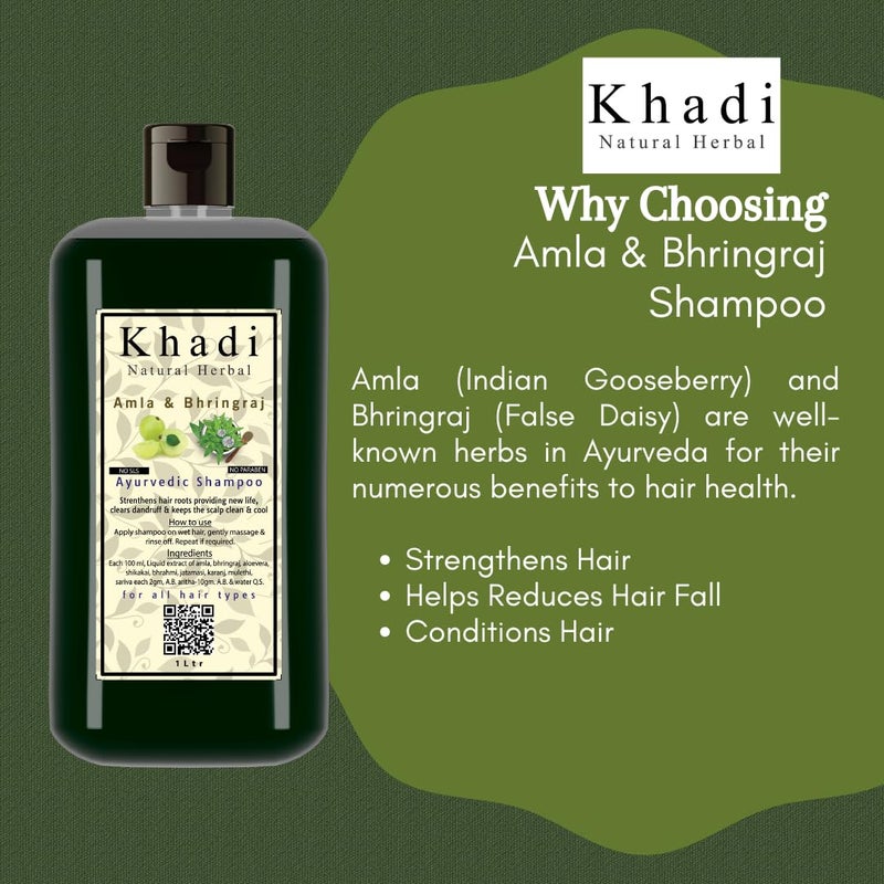 Khadi Natural Herbal Khadi Natural Herbal Amla Bhringraj Shampoo for Men Women 1000ml - Image 5