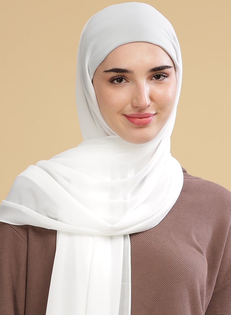 Moja Women's Chiffon Hijab Scarves Fashion Long Plain Muslim Head Scarf Wrap Shawls Milk White - Image 1