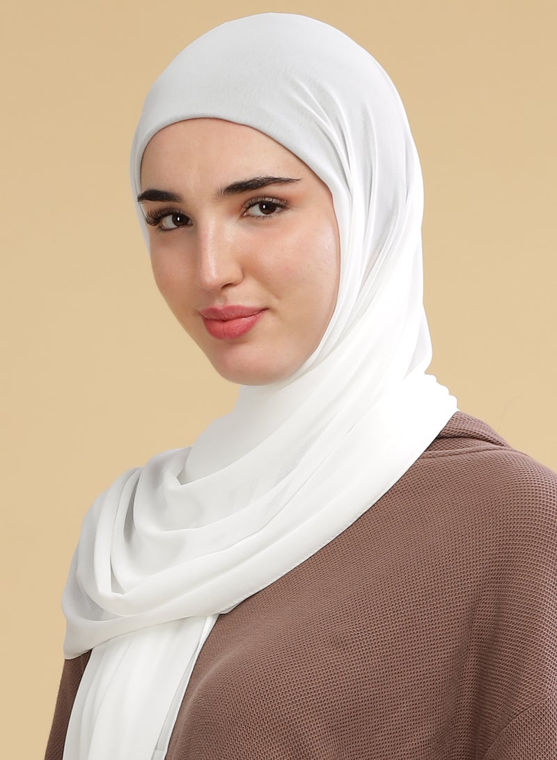 Moja Women's Chiffon Hijab Scarves Fashion Long Plain Muslim Head Scarf Wrap Shawls Milk White - Image 3