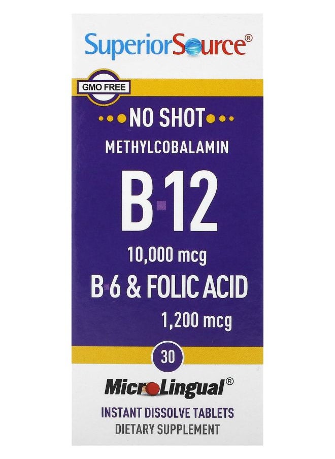 Superior Source Methylcobalamin B-12 B-6 & Folic Acid 30 MicroLingual Instant Dissolve Tablets 
