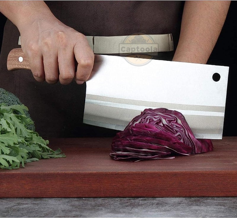 Captoola كابتولا 76 في سكين المطبخ سكين اللحم الصينية الآسيوية وسكين الخضار وسكين الجزار للمطبخ المنزلي والمطعم مع قضيب شحذ السكاكين عبوة من 2 - Image 4