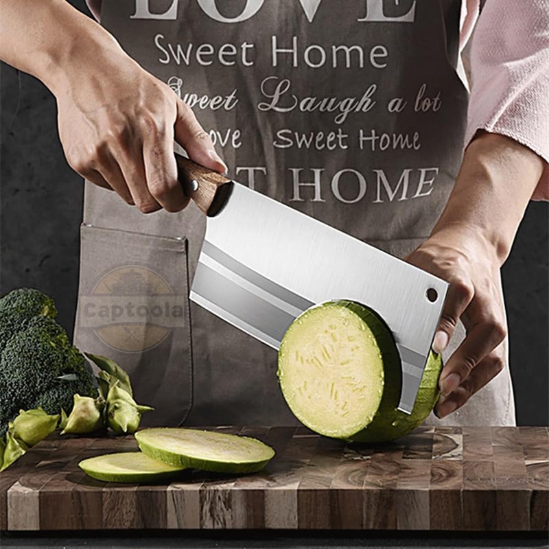 Captoola كابتولا 76 في سكين المطبخ سكين اللحم الصينية الآسيوية وسكين الخضار وسكين الجزار للمطبخ المنزلي والمطعم مع قضيب شحذ السكاكين عبوة من 2 - Image 5