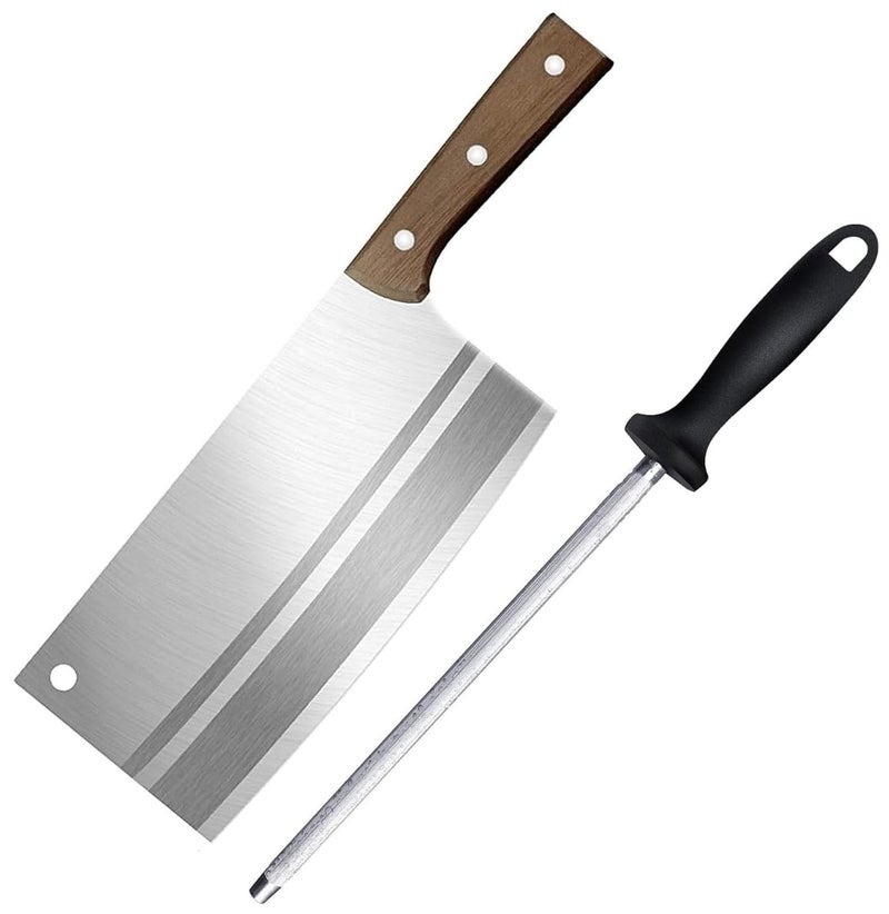 Captoola كابتولا 76 في سكين المطبخ سكين اللحم الصينية الآسيوية وسكين الخضار وسكين الجزار للمطبخ المنزلي والمطعم مع قضيب شحذ السكاكين عبوة من 2 - Image 1