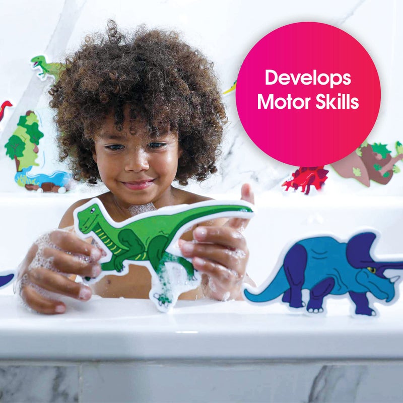 Edushape Magic Creations Foam Sticker Imaginative Bath Tub Activity Play Set, Dinosaurs - Image 3