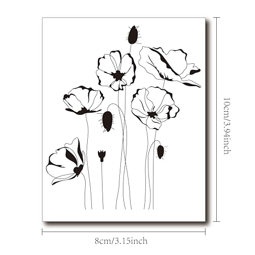 arriettycraft Flowers Poppy Clear Stamps for Card Making or Journaling, Budding Poppies Rubber Stamps for Journals Scrapbooking Albums and Other Paper Crafts Decoration - Image 2