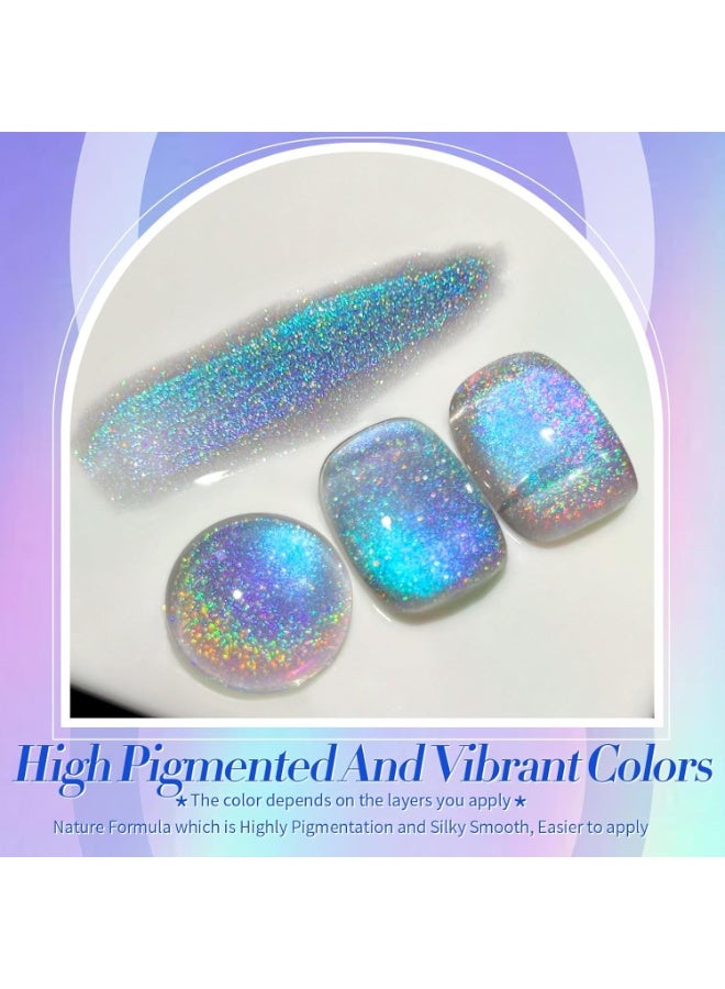 Born Pretty 9D Cat Magnetic Eye Gel Nail Polish Holographic Rainbow Gel Polish Blue Purple Soak Off U V LED Gel Polish Nail Art Design Manicure Salon DIY Home 15ML - Image 2