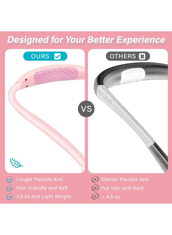 Vekkia Rechargeable LED Neck Reading Light, Book Lights for Reading in Bed, 3 Brightness Levels, Flexible Soft Silicone Arms Comfortable Wear, Long Lasting, Perfect for Craft & Knitting, Pink - Image 4