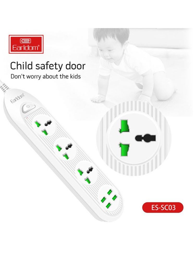 Earldom Smart Power Strip SC03 , 3 Socket and 4 USB QC3.0 Quick charging – 2500W/ 2.1A - Image 4