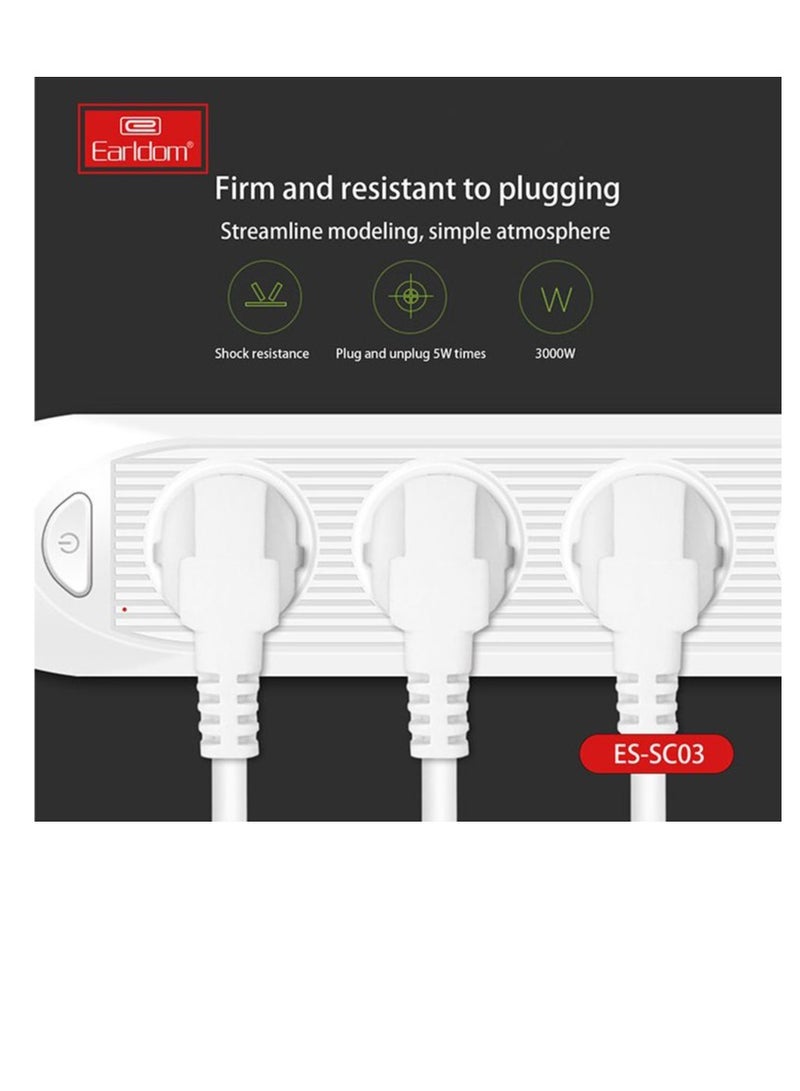 Earldom Smart Power Strip SC03 , 3 Socket and 4 USB QC3.0 Quick charging – 2500W/ 2.1A - Image 5