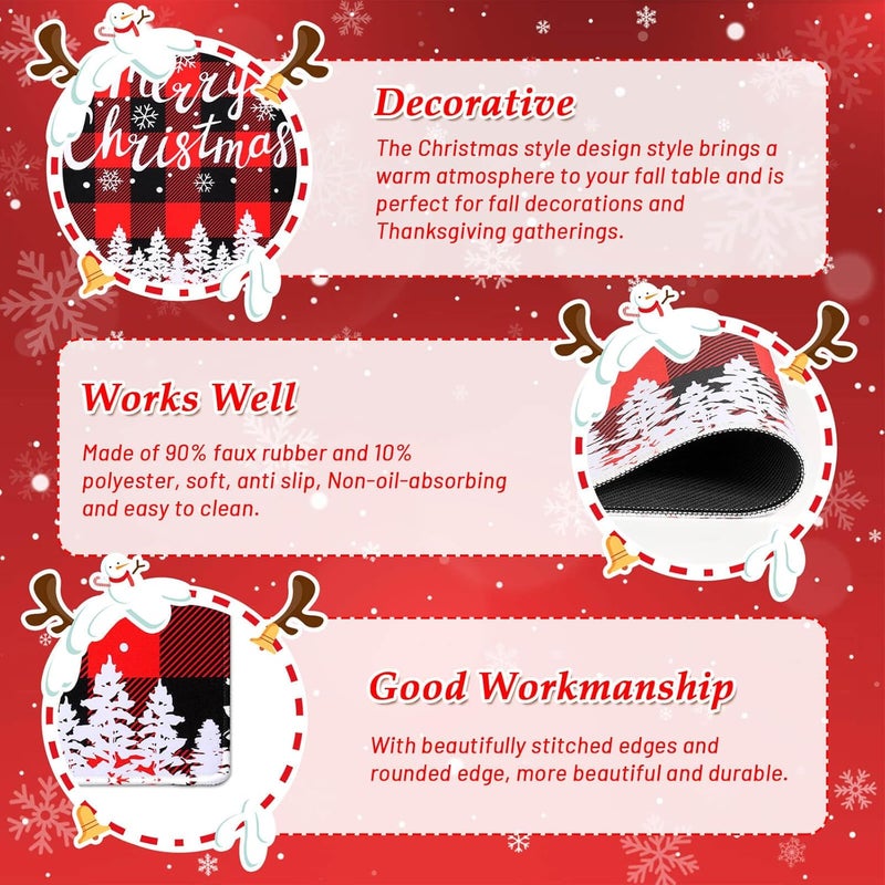 Billbotk Christmas Placemats Set of 6 NonSlip Place Mats for Dining Table Merry Christmas Snowflake Buffalo Plaid Placemats for Christmas Decorations - Image 5