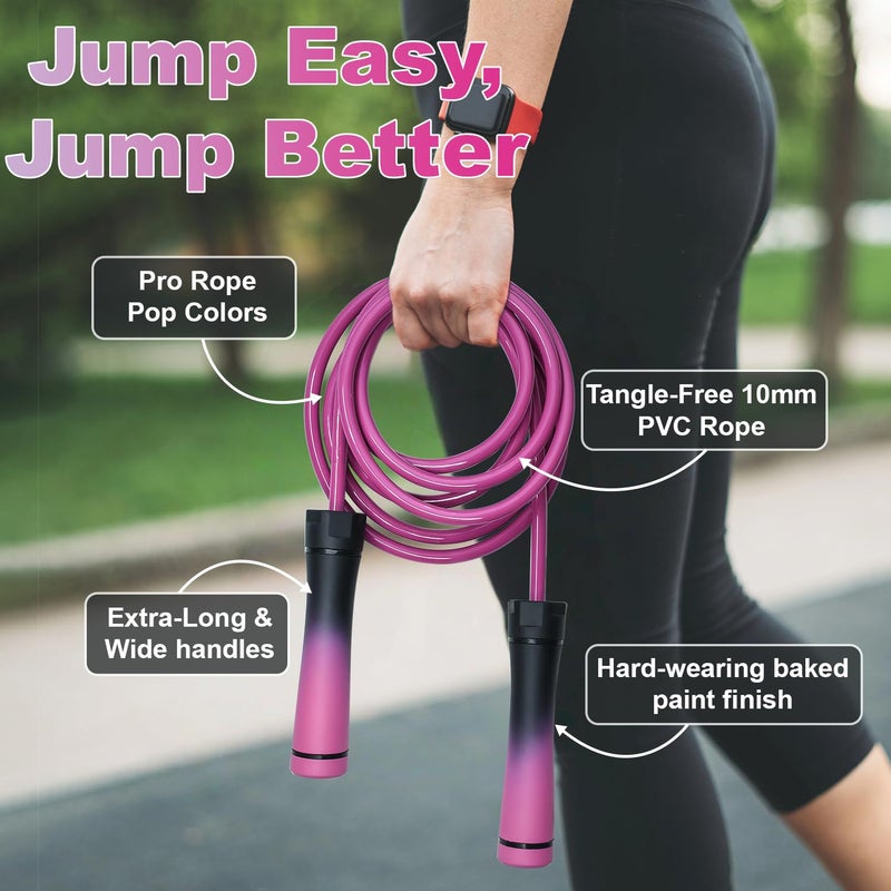 Coniflor Weighted Jump Rope for Women & Men - 1LB Heavy Adjustable Skipping Rope, 10mm PVC with Ball-bearing for Speed, Cardio, Boxing, CrossFit - Tangle Free, Home & Gym Workout Fitness - Image 4