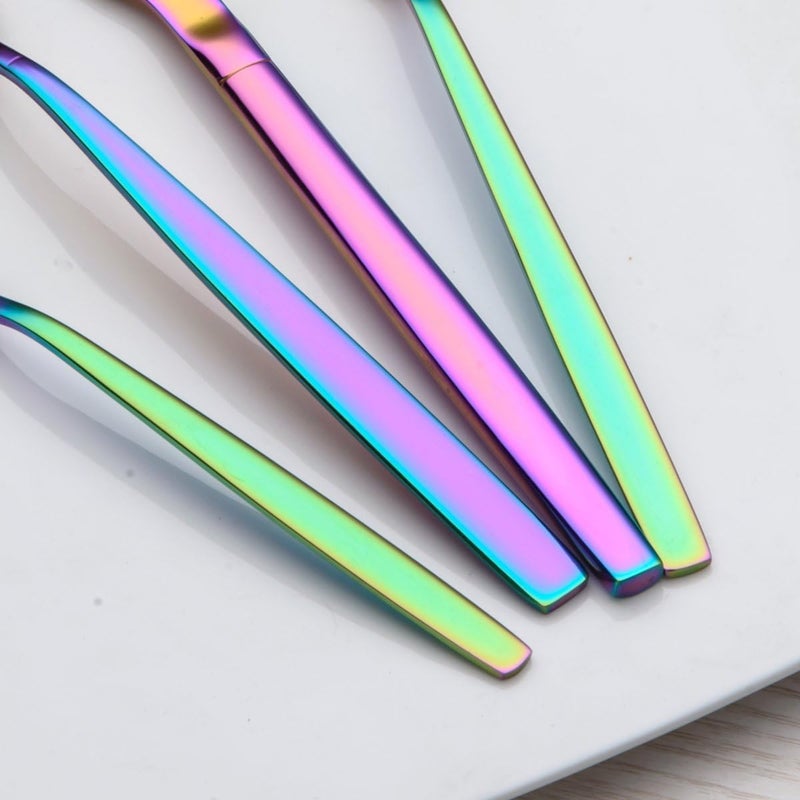 Berglander Berglander Rainbow Silverware Set 20 Pieces Service for 4 Colorful Titanium Plating Stainless Steel Flatware Sets First Apartment Must Have Cutlery Utensils Set Dishwasher Safe  - Image 5