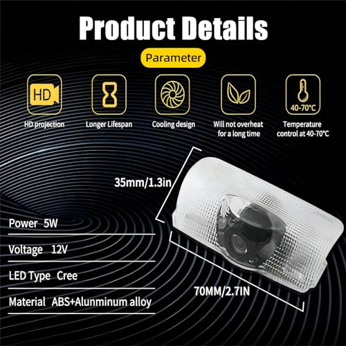 Thingrific 2Pcs Car Door Lights Logo Projector Compatible with Highlander/Camry/4runner/Sienna/Corolla/Tundra/Prius/Venza/Prado/Sequoia/Reiz/Previa/Alphard Model, 3D LED Car Welcome Projector Lights - Image 4
