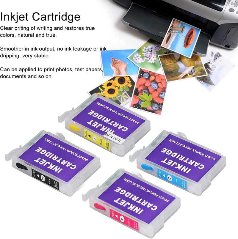 خرطوشة حبر، من مادة البولي بروبيلين (PP) بأربعة ألوان وتحتوي على شريحة دائمة لطباعة الصور وأوراق الاختبار والوثائق: T1281، T1282، T1283، T1284 (T1291/T1292/T1293/T1294) - Image 3