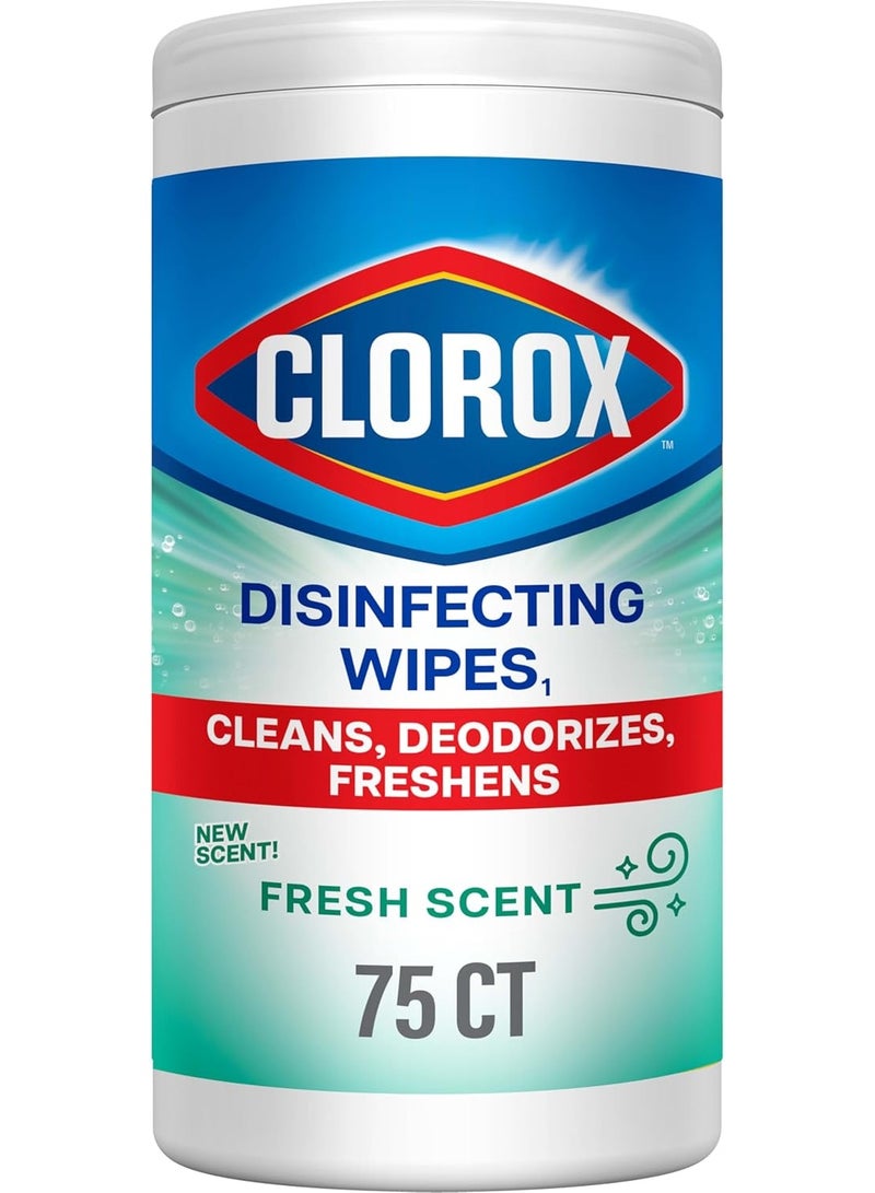 Clorox Disinfecting Wipes, 75 Wet Wipes, Fresh Scent - Image 1