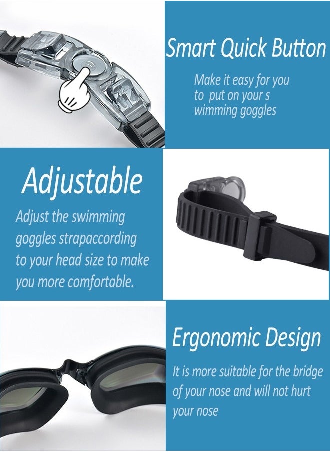Generic - 5-in-1 Anti-Fog Swimming Goggles - Goggle Set with Swimming Cap, Earplugs, Nose Clip, Leak-Proof Goggles - Waterproof Swimming Goggles that Can Effectively Block Ultraviolet Rays - Suitable for Men, Women - Image 1