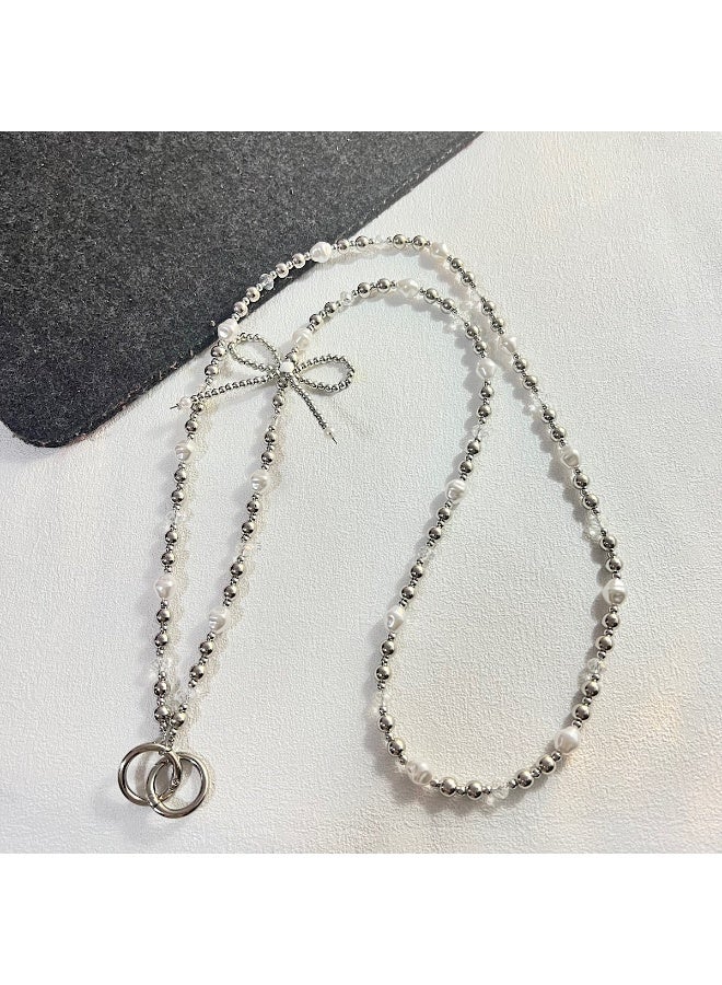 NIBEMINENT Super Cute Beaded Phone Charm – Trendy Phone Chain Wrist Strap, Shining Beads Chain Lanyard for Cell Phone - Image 1