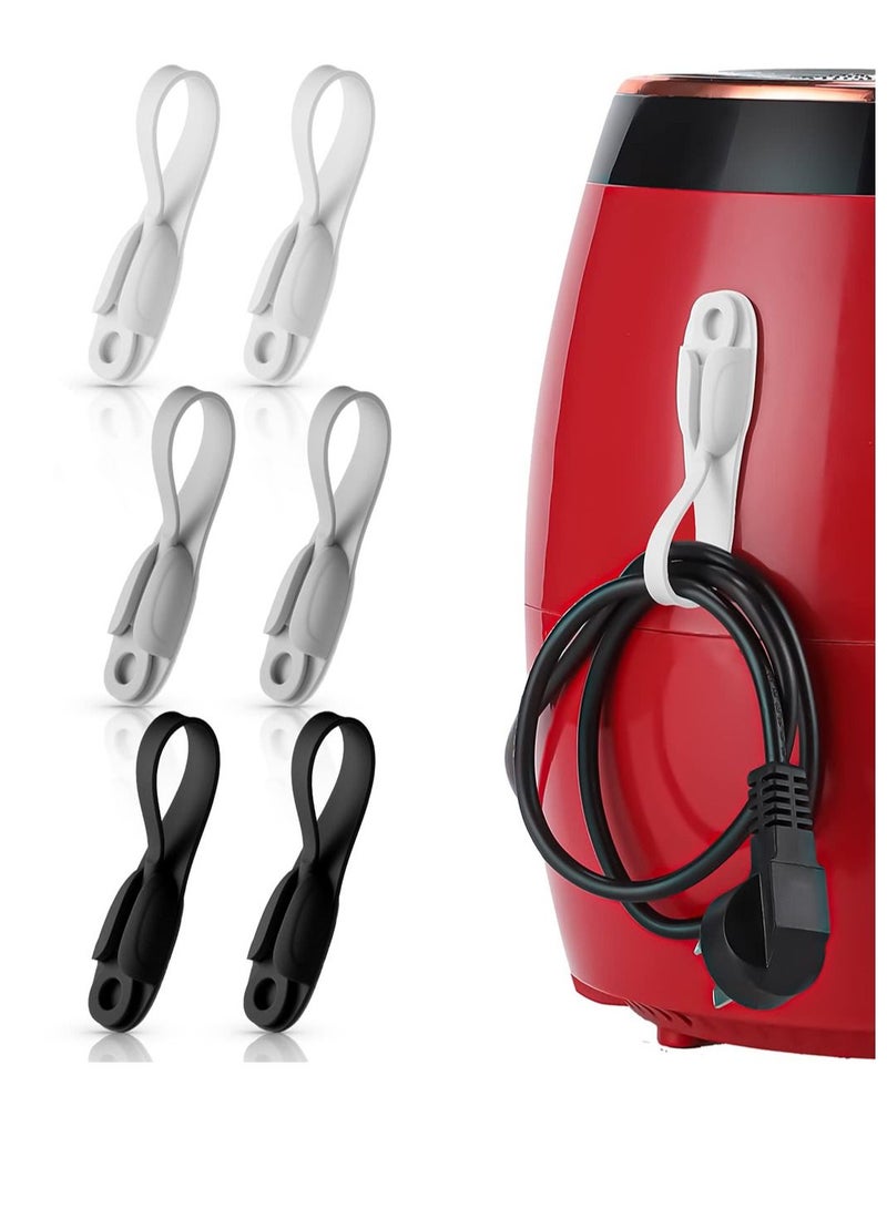 Y&D 6 Pcs Cord Bundlers Organizer for Appliances, Self Adhesive Kitchen Appliance Wrapper Sticky Silicone Holder Cable Data Cable, Air Fryer, Toaster (Black, White, Gray) - Image 1