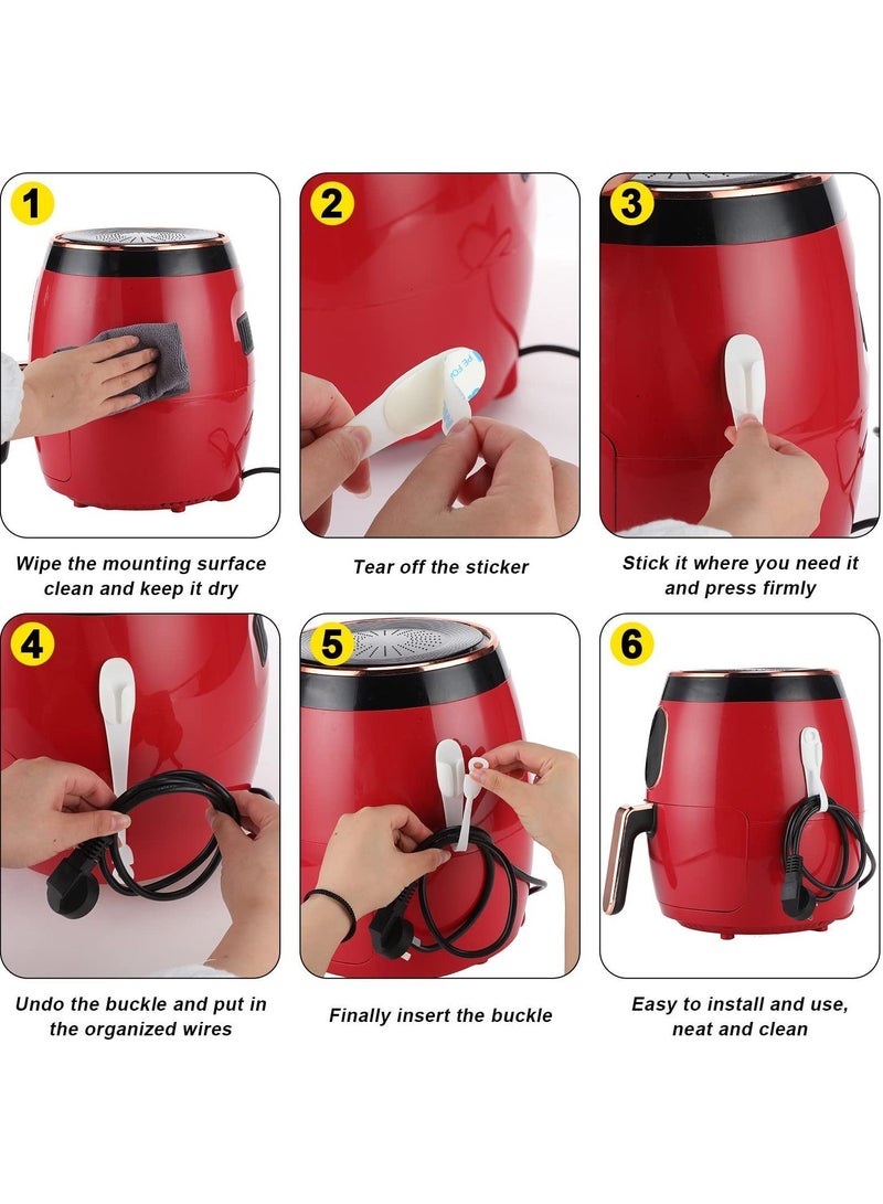 Y&D 6 Pcs Cord Bundlers Organizer for Appliances, Self Adhesive Kitchen Appliance Wrapper Sticky Silicone Holder Cable Data Cable, Air Fryer, Toaster (Black, White, Gray) - Image 4