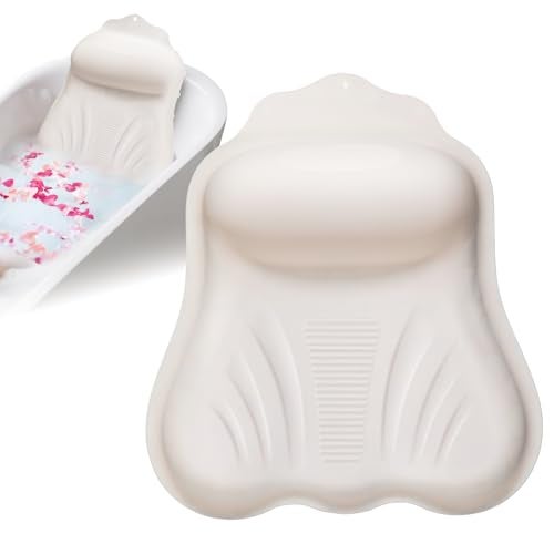 Jalopink Luxury Silicone Bath Pillow for Tub, New Cloud-Soft 4D Air-Cushion Bathtub Pillow for Head and Neck & Back Support, Strong Suction Cups, Waterproof Quick-Dry Bathtub Headrest (White) - Image 1