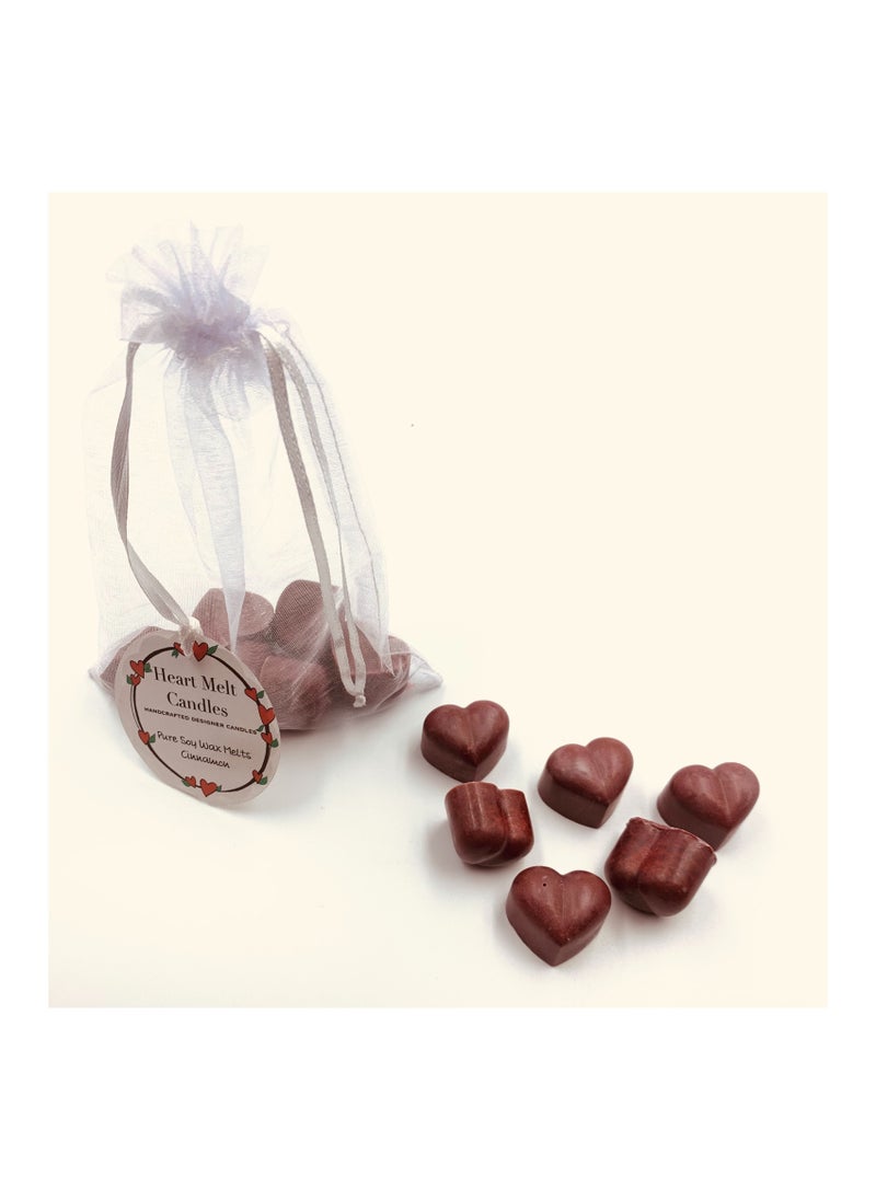Heart Melt Candles Pure Soy Wax Melts Cinnamon Scented 6-Pieces 60g 