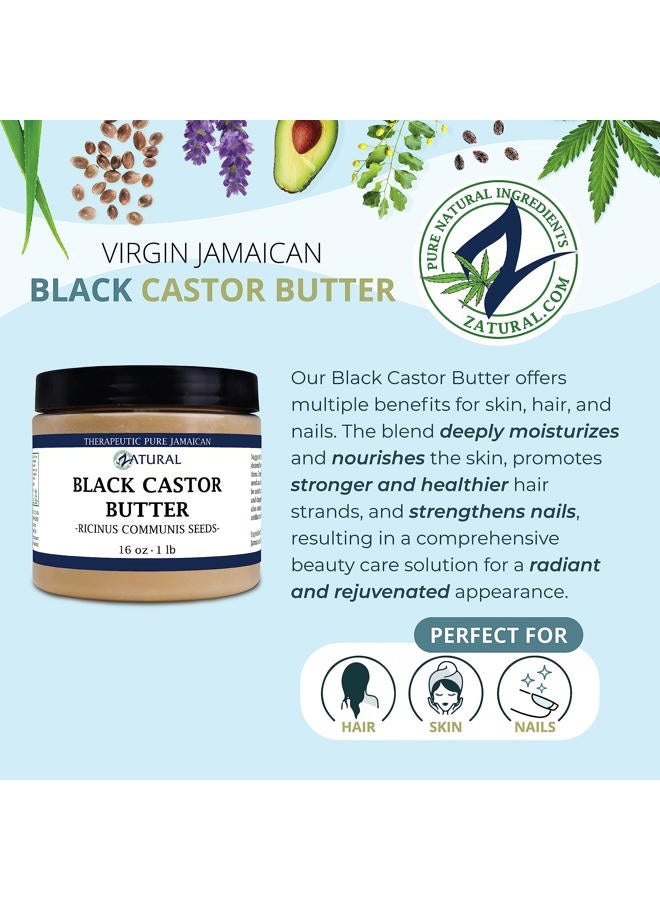 Zatural Organically Grown Black Castor Oil Body & Hair Butter Clean 2 Ingredient Quality Jamaican Black Castor Oil (16 Ounce) - Image 4