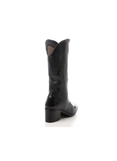 Mr.joe Black Mid-Calf Triangular Toecap Cowboy Boots  - Image 4