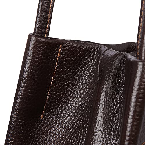 Iswee Bucket Bag for Women Genuine Leather Shoulder Bag Coffee Brown Large Hobo Purse for 2025 Fashion Designer Purse with Magnetic Snap Closure (Coffee-Lichee) - Image 2