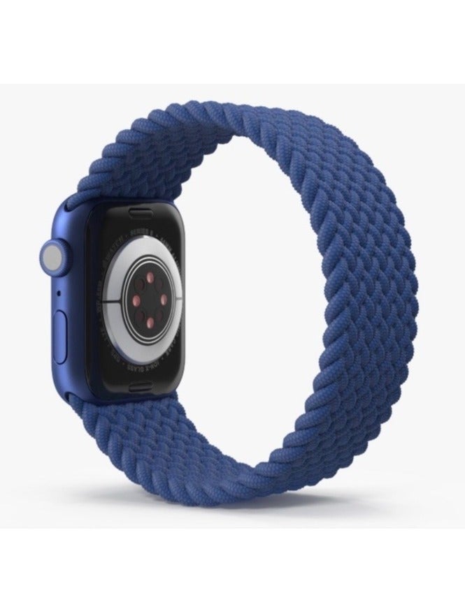 سوار مضفر أحادي الحلقة متوافق مع ساعات أبل مقاس 38 مم، 40 مم، 41 مم (42 مم من السلسلة 10 و11)، سوار رياضي ناعم منسوج، سوار معصم بديل قابل للتعديل لساعات أبل من السلسلة 1، 2، 3، 4، 5، 6، 7، 8، 9، 10، 11/SE - أزرق - view 3