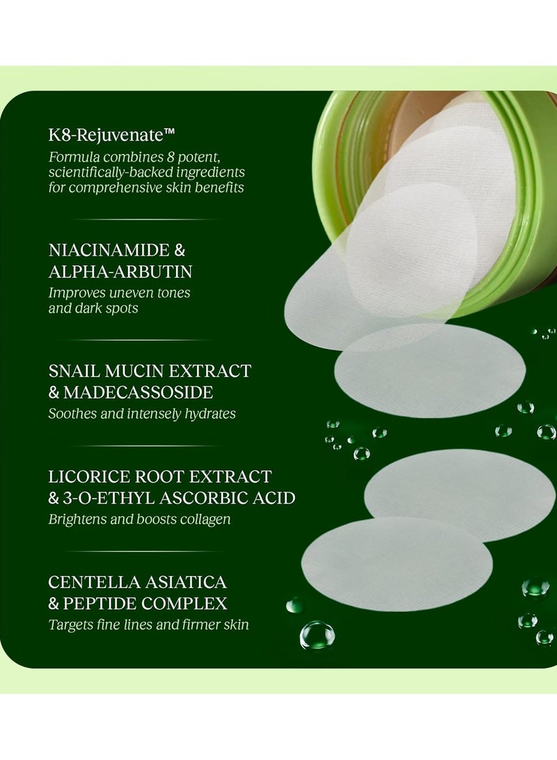 JiYu Korean Anti-Aging Toner Pads Dark Spots & Wrinkles - Moisturizer with Snail Mucin, Centella Asiática, Niacinamide, Peptides - For Polished and Young Skin - 100 Count - Image 3