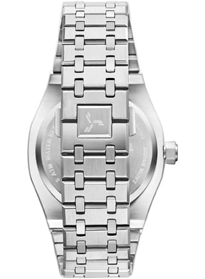 TORNADO Tornado Aurora Men's Miyota 6P29 Movement Watch, Multi Function Display and Stainless Steel Brushed Bracelet Strap - T23104-SBSBK, Silver  - Image 3
