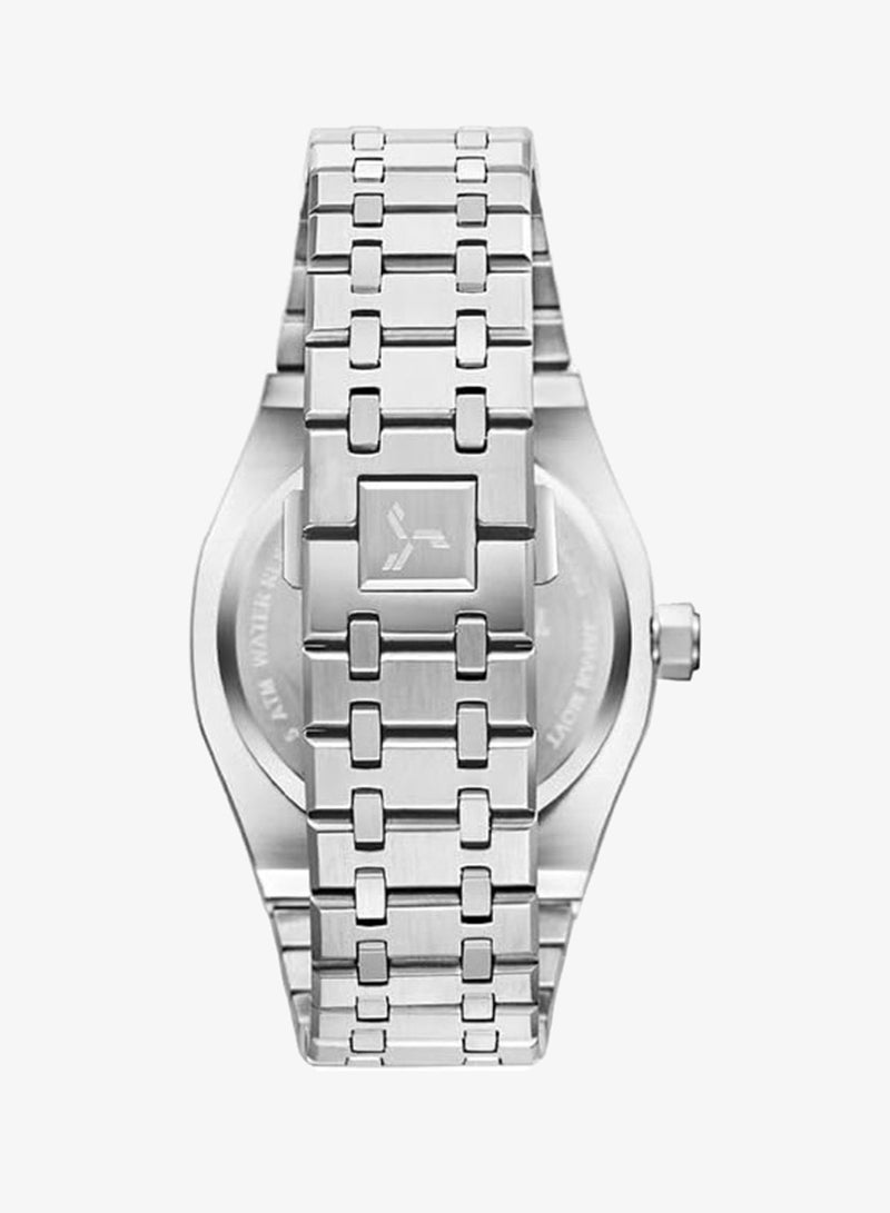 Tornado Aurora Men's Miyota 6P29 Movement Watch, Multi Function Display and Stainless Steel Brushed Bracelet Strap - T23104-SBSBK, Silver - Image 3