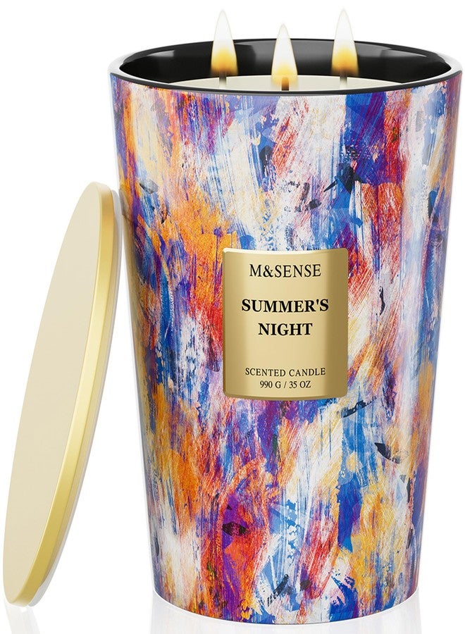 M&SENSE Summer Night Scented Soy Large Candle, 3-Wick 35oz 150 Hours Non-Toxic, Summer Calming Stress Relief Candles for Home Scented Decor, Housewarming Gift for Men & Women - Image 1