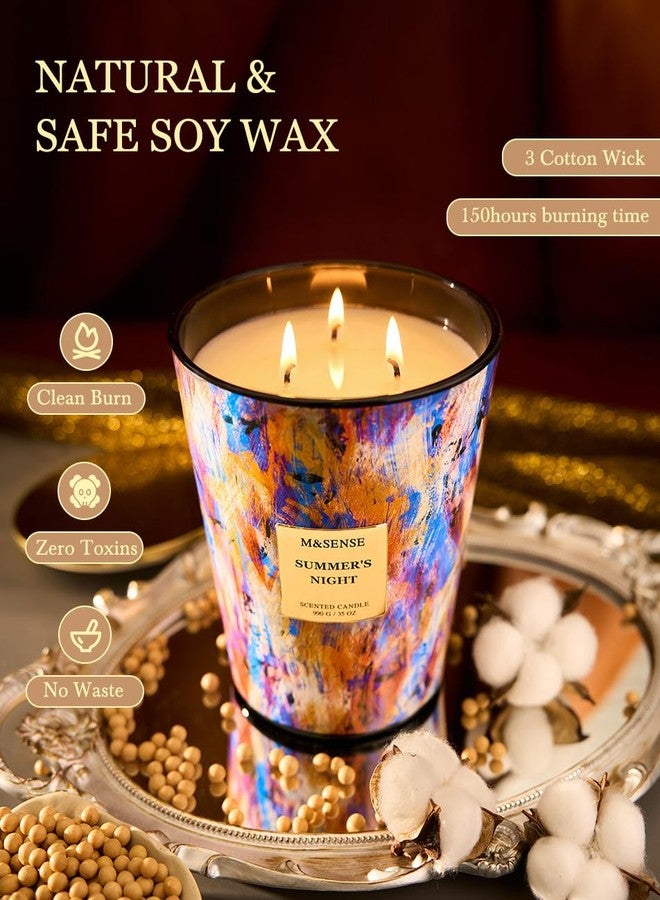 M&SENSE Summer Night Scented Soy Large Candle, 3-Wick 35oz 150 Hours Non-Toxic, Summer Calming Stress Relief Candles for Home Scented Decor, Housewarming Gift for Men & Women - Image 4
