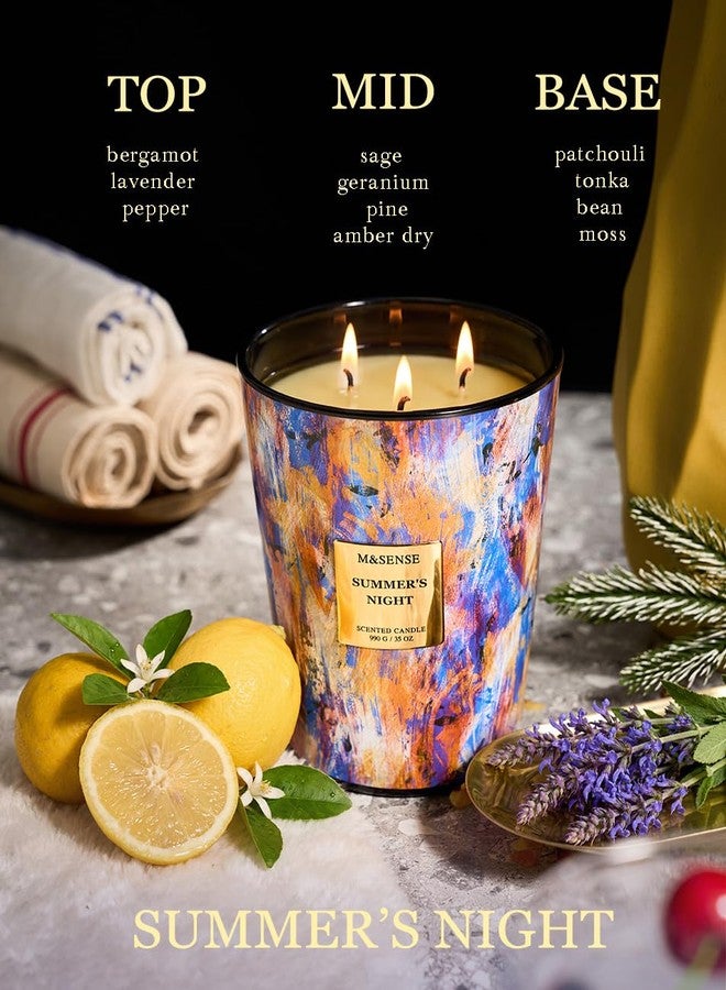 M&SENSE Summer Night Scented Soy Large Candle, 3-Wick 35oz 150 Hours Non-Toxic, Summer Calming Stress Relief Candles for Home Scented Decor, Housewarming Gift for Men & Women - Image 3