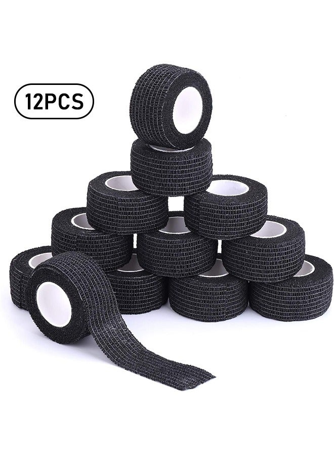 12 Packs Self-Adhesive Cohesive Wrap Bandage Flexible Stretch Tape Athletic Strong Elastic First Aid Tape for Wrist, Ankle Sprains, Swelling, 1Inch X 5Yards - Image 1
