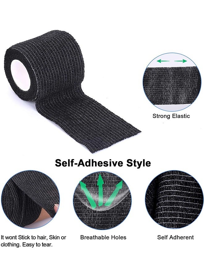 12 Packs Self-Adhesive Cohesive Wrap Bandage Flexible Stretch Tape Athletic Strong Elastic First Aid Tape for Wrist, Ankle Sprains, Swelling, 1Inch X 5Yards - Image 3