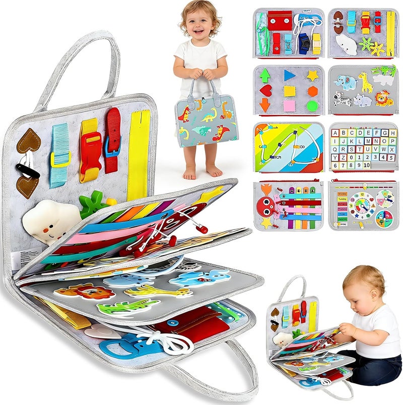 AM ANNA Montessori Busy Book for Toddlers,Quiet Activity Book with Life Skills,Cognition,Sorting,Matching,Kids DIY Felt Quiet Book,Pretend Play Dress UP Game Early Learning Educational Travel Toys - Image 1